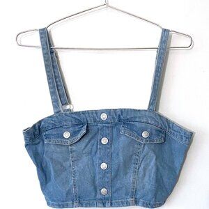 NWOT Madden NYC Ladies Cropped Tank Denim top, blue, M